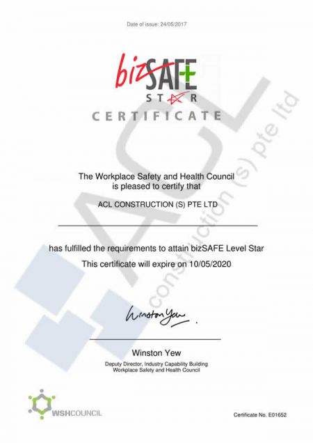 BizSafe Star Certificate